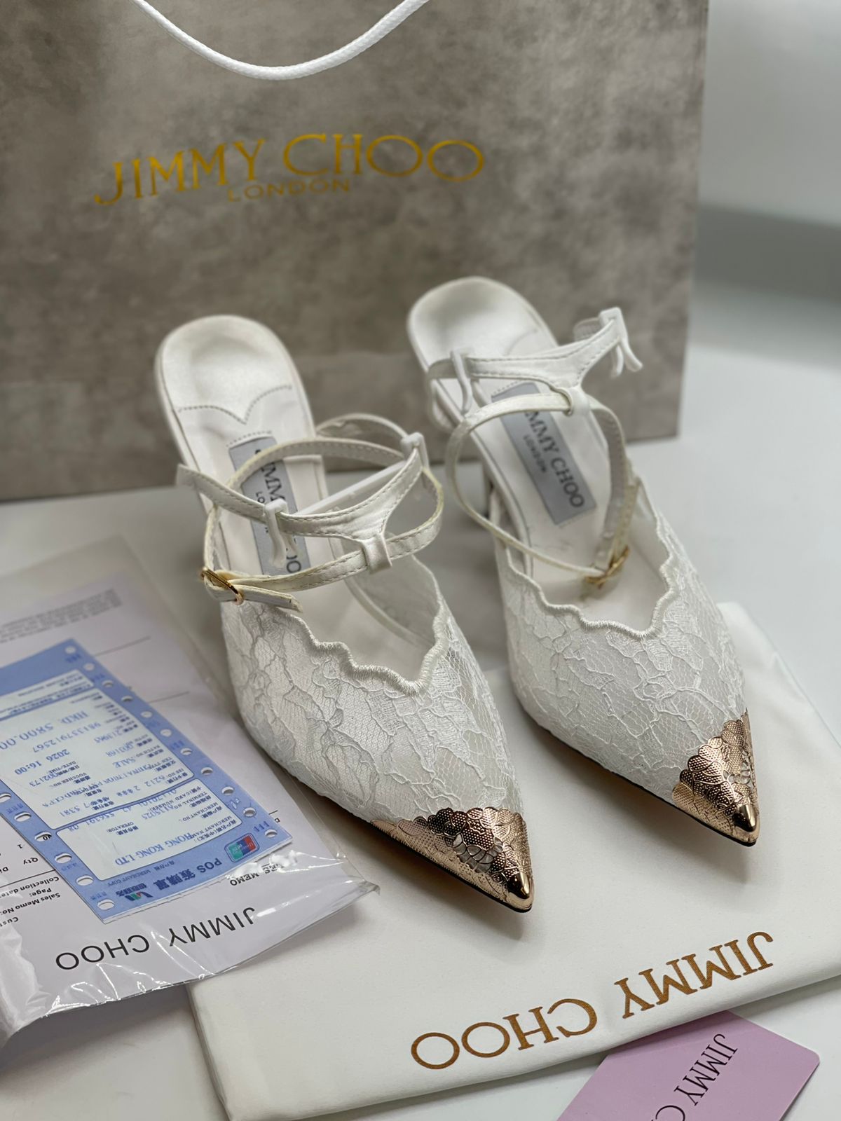 Jimmy Choo Premium White Lace Heels for Women