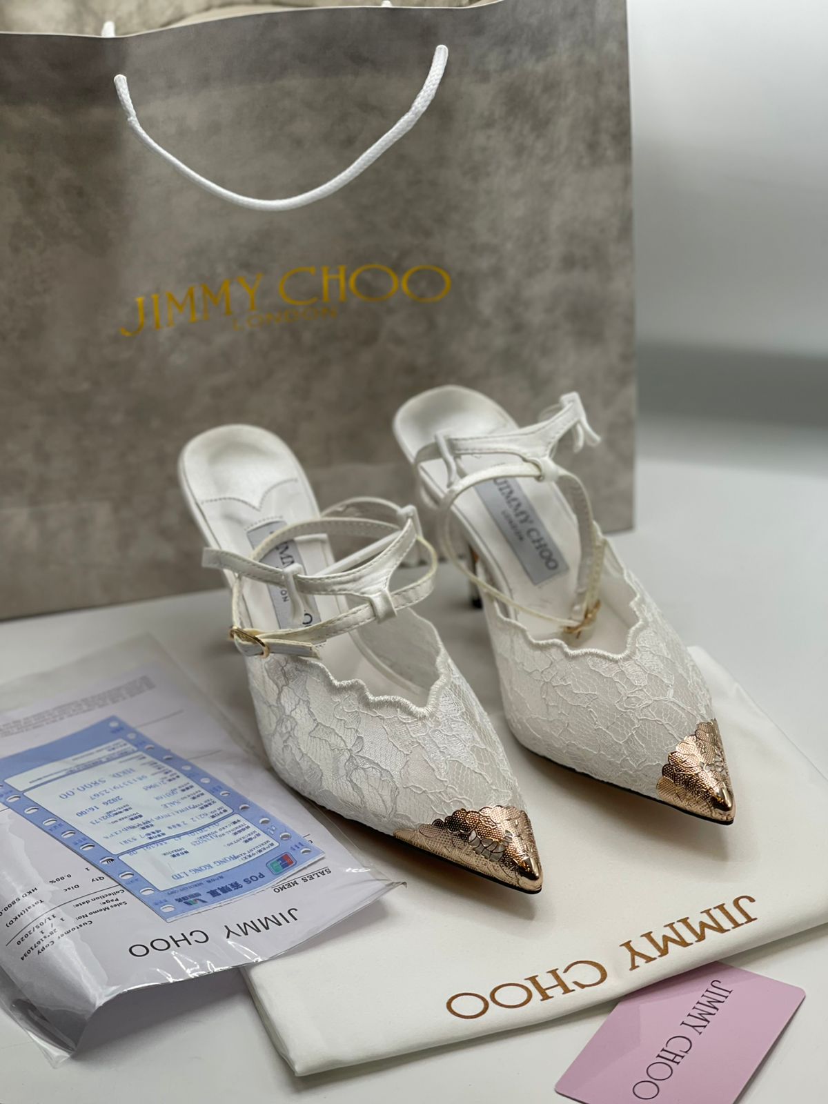 Jimmy Choo Premium White Lace Heels for Women