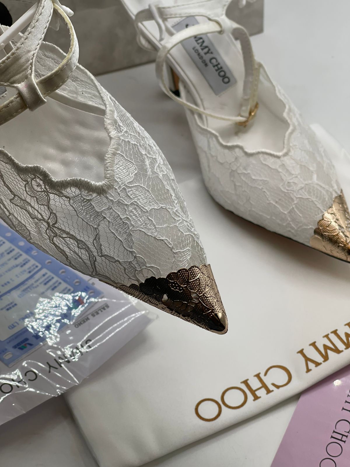 Jimmy Choo Premium White Lace Heels for Women