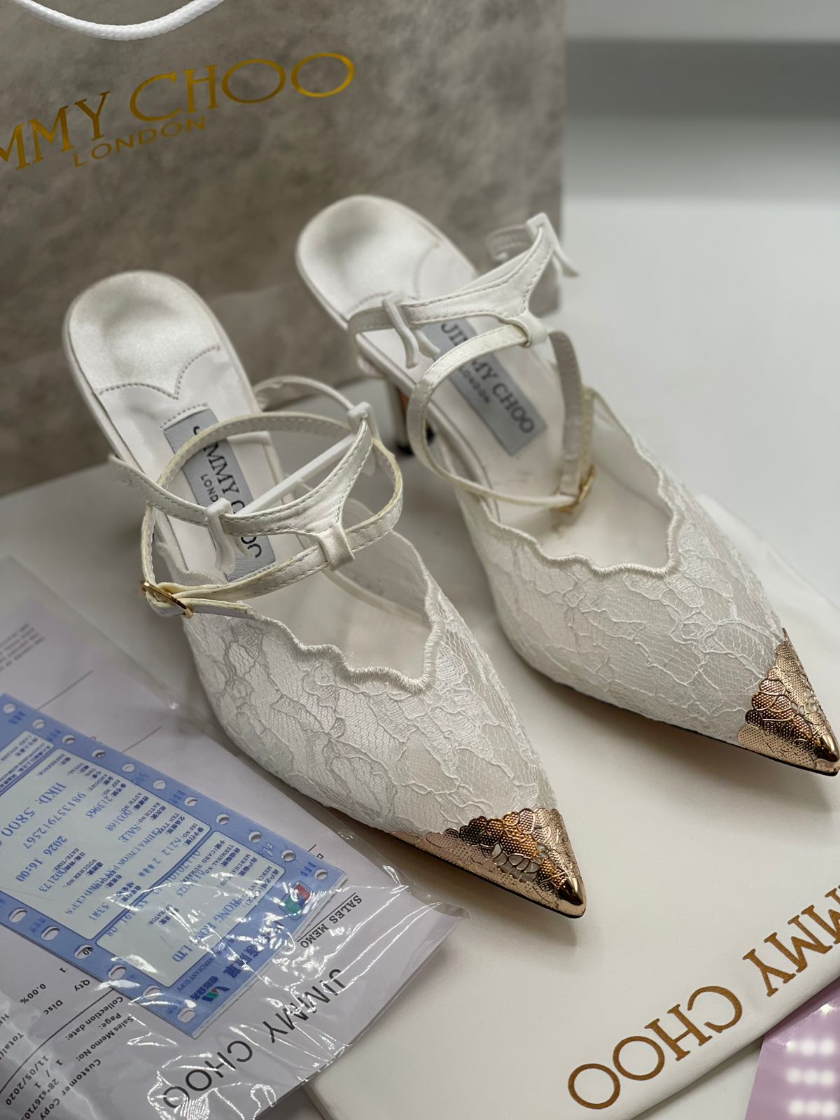 Jimmy Choo Premium White Lace Heels for Women