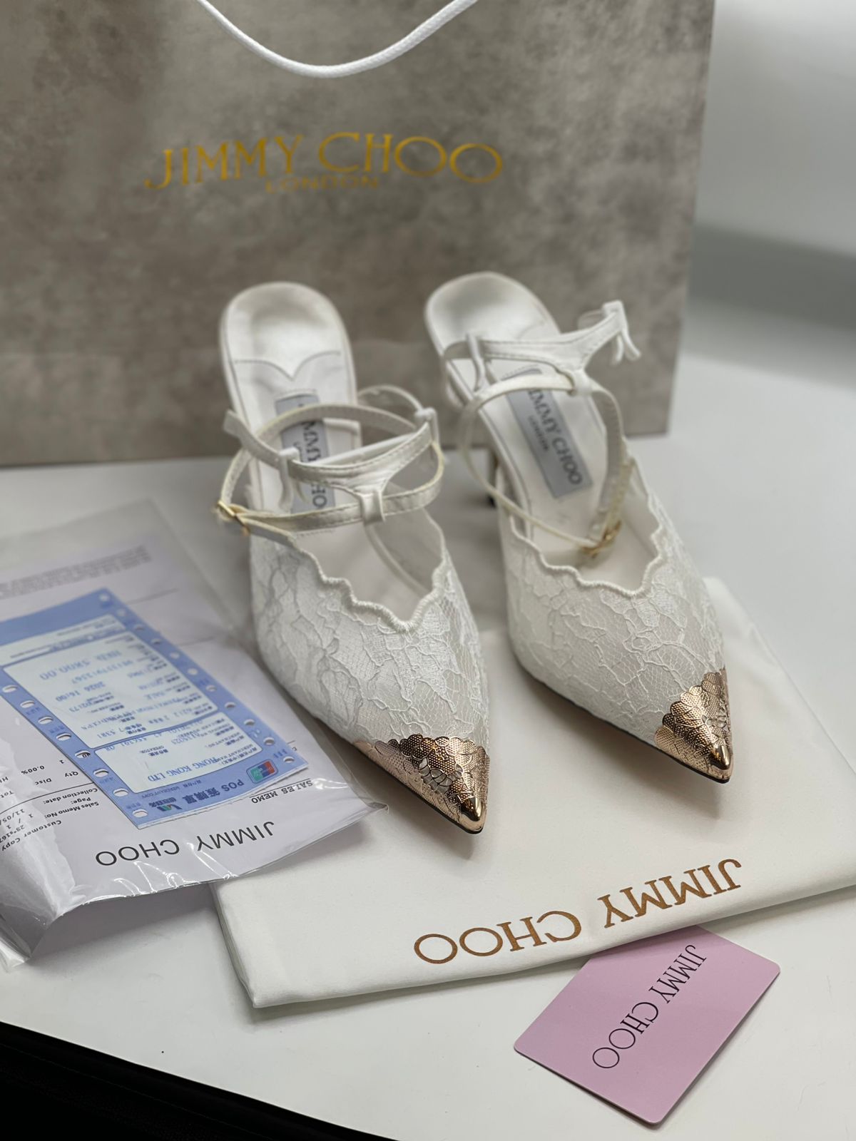 Jimmy Choo Premium White Lace Heels for Women