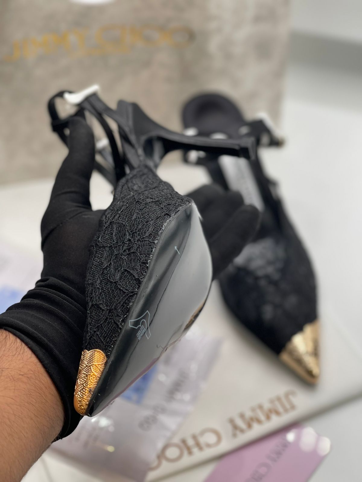 Jimmy Choo Premium Black Lace Heels for Women