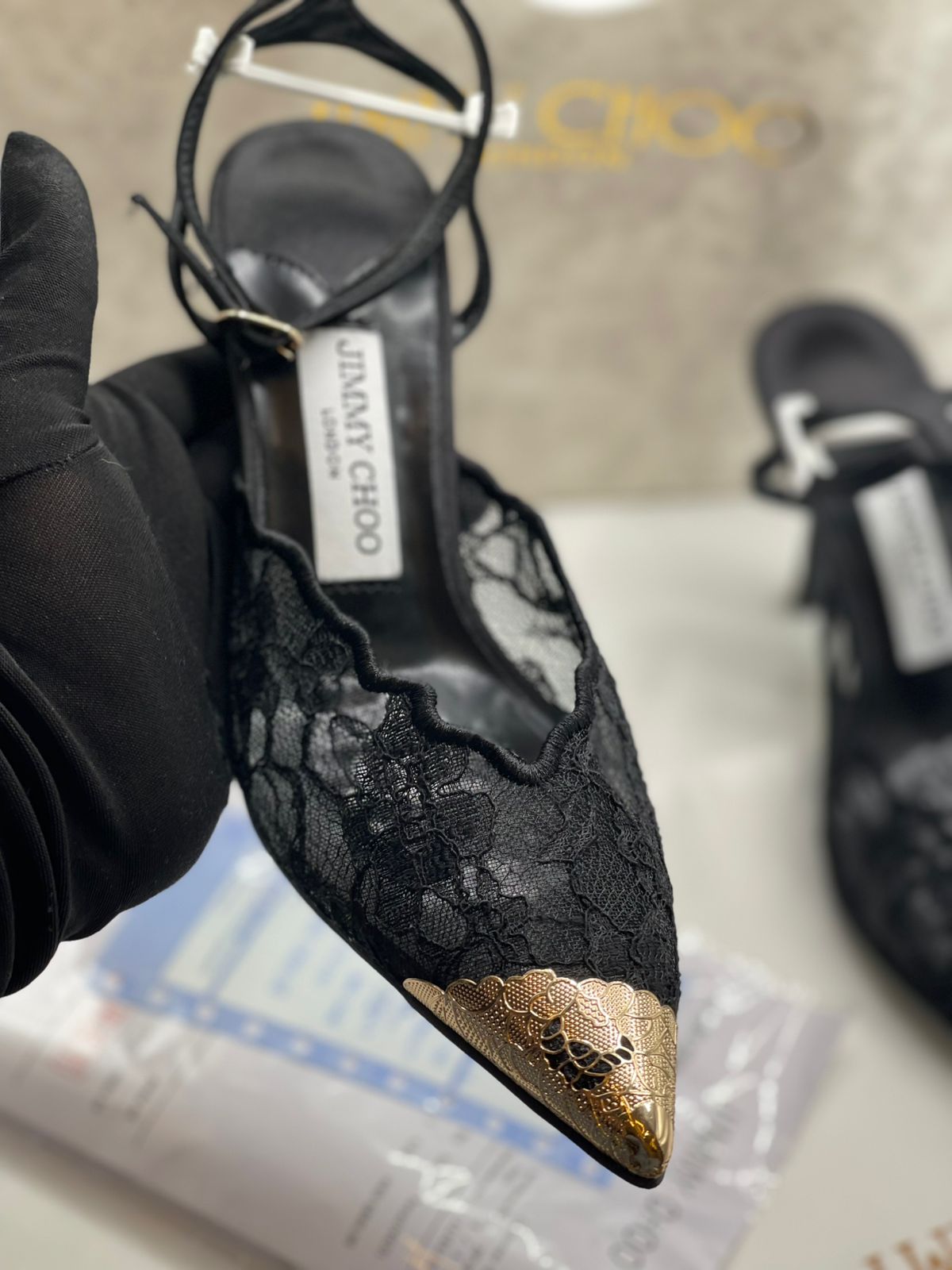 Jimmy Choo Premium Black Lace Heels for Women
