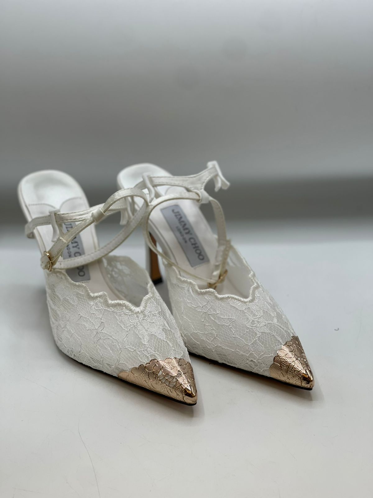 Jimmy Choo Premium White Lace Heels for Women