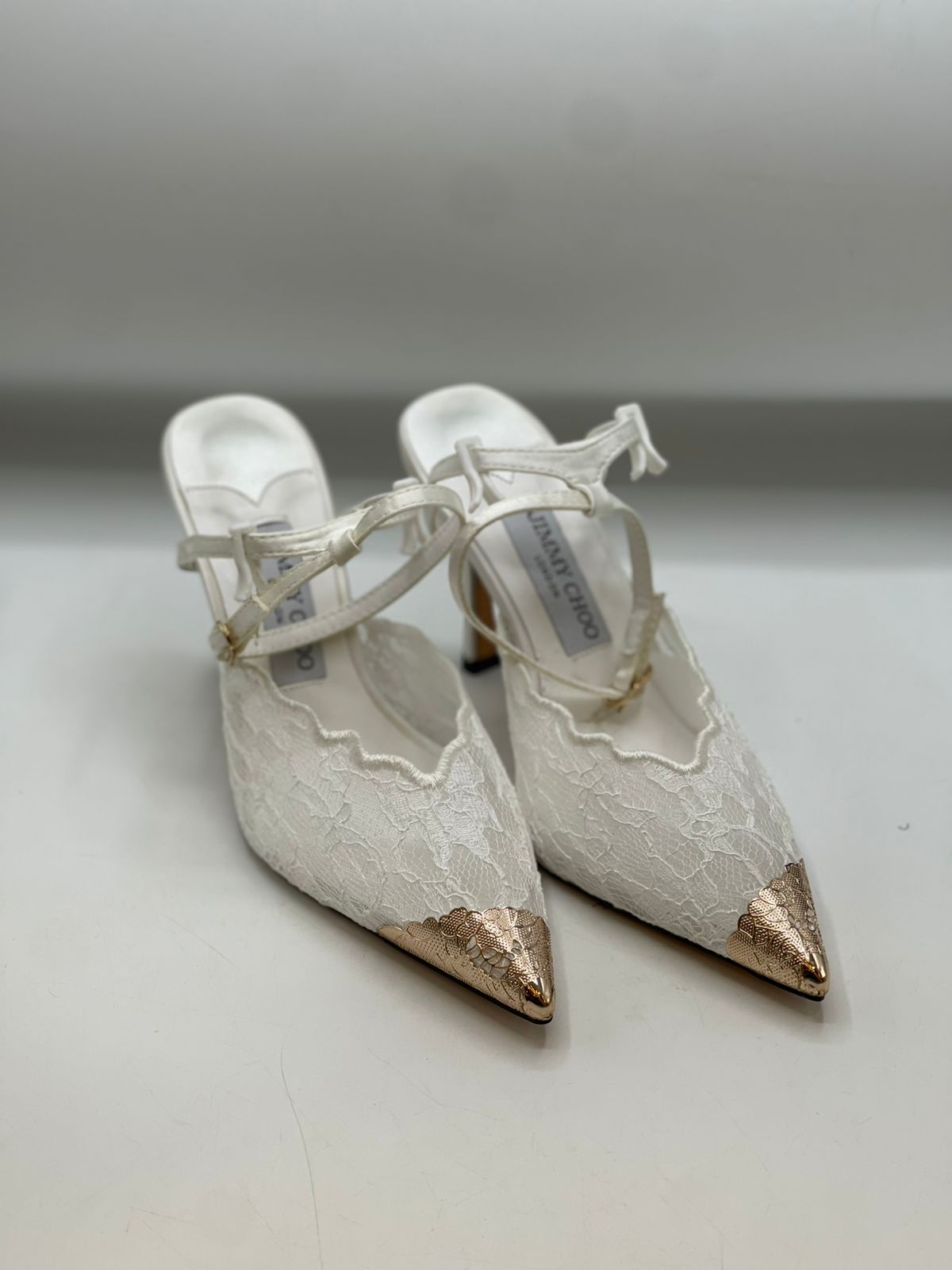 Jimmy Choo Premium White Lace Heels for Women
