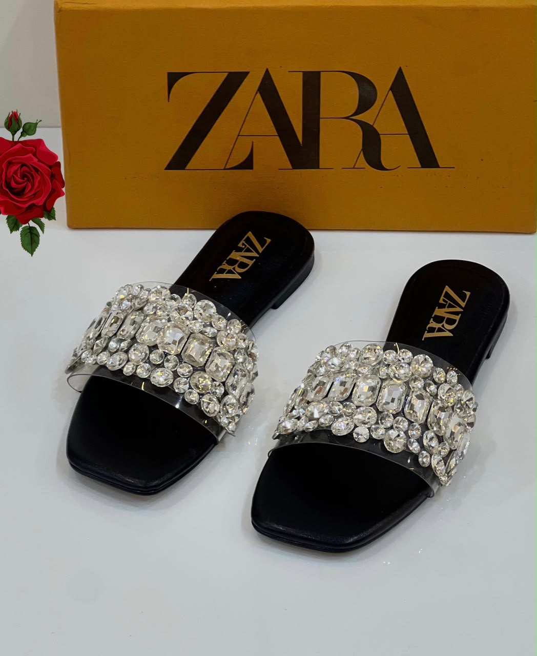 Zara Pearl Lace Slippers for Women