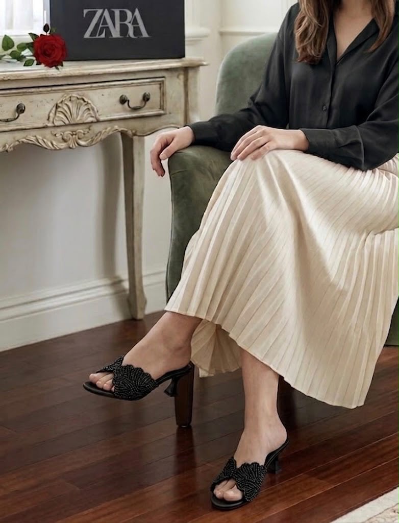 Zara Mesh Net Sandals for Women