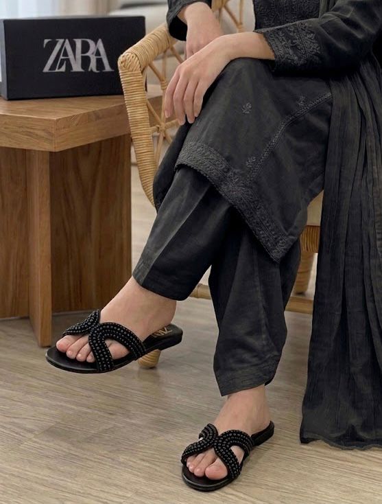 Zara Mesh Net Slippers for Women
