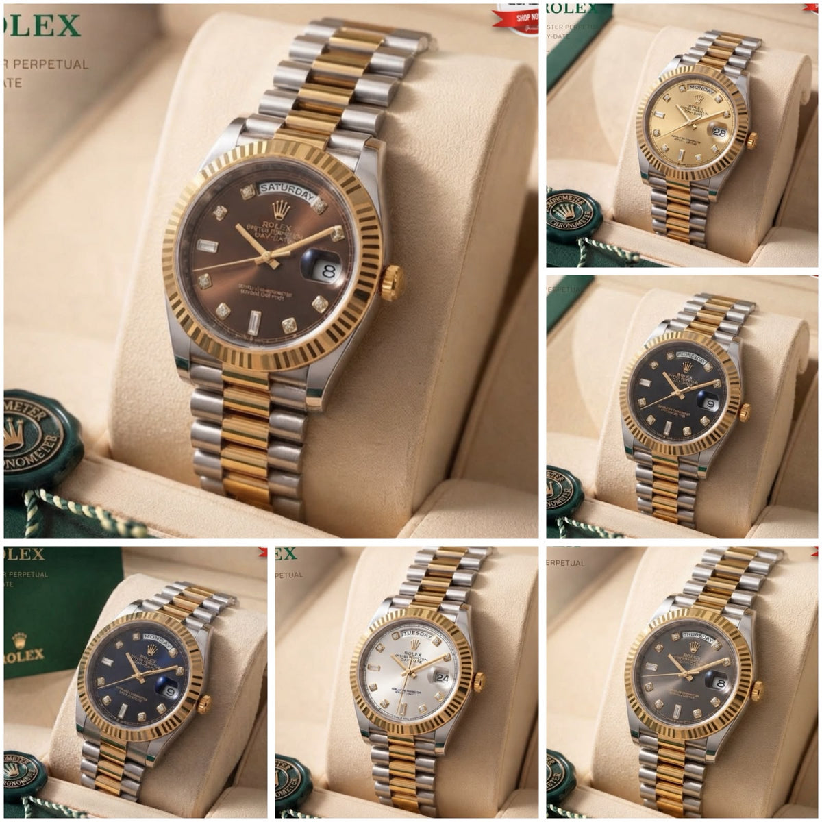 Rolex Day & Date Diamond Cut Watch for Men