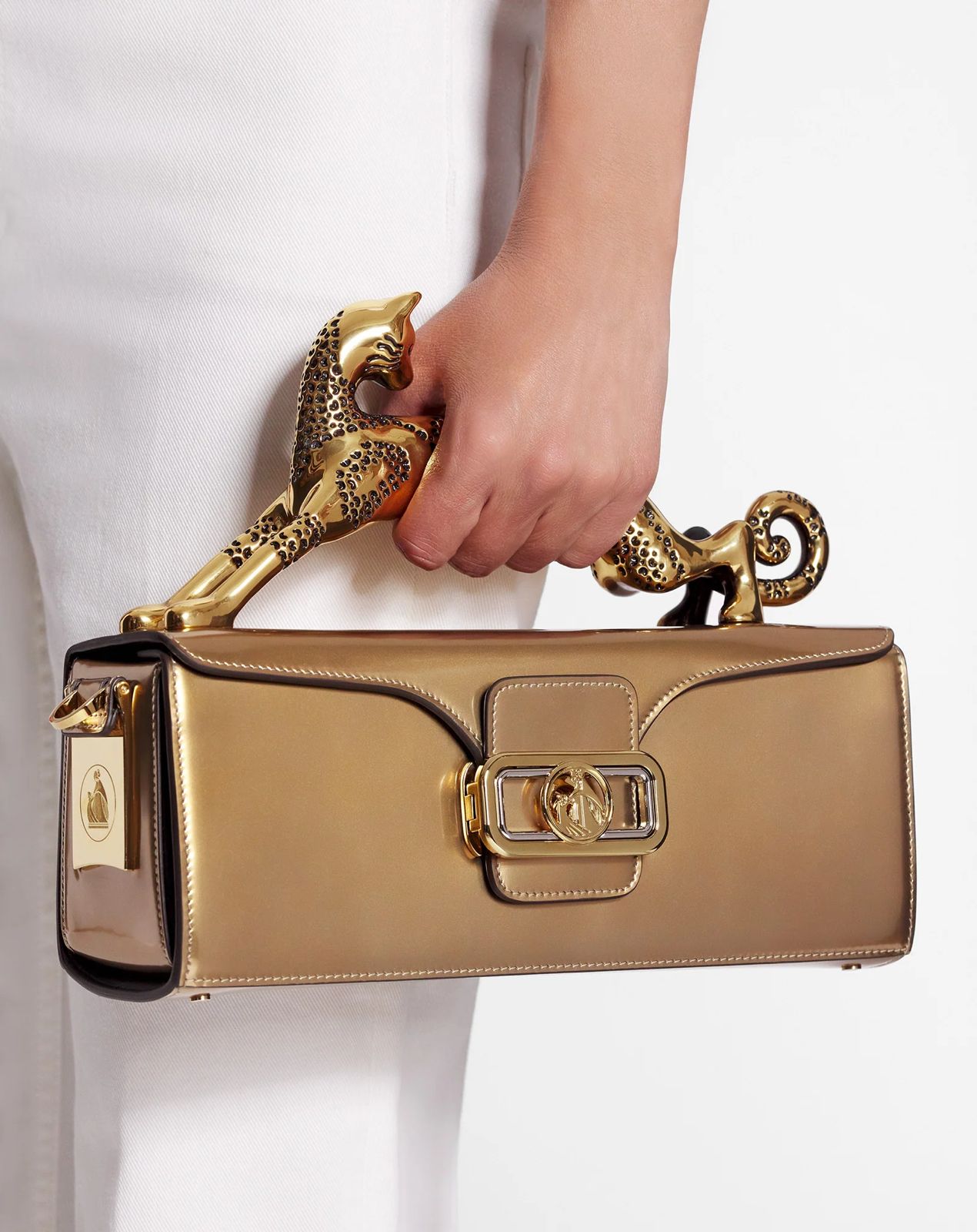 Lanvin Pencil Cat Leather Shoulder Bag for Women