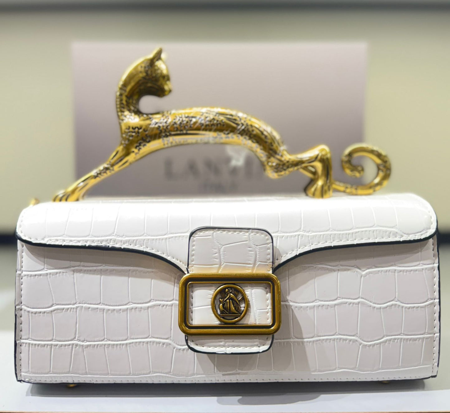 Lanvin Pencil Cat Leather Shoulder Bag for Women