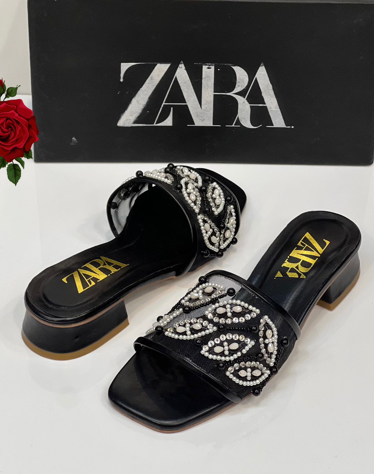 Za ra Embroidery Heel for Women