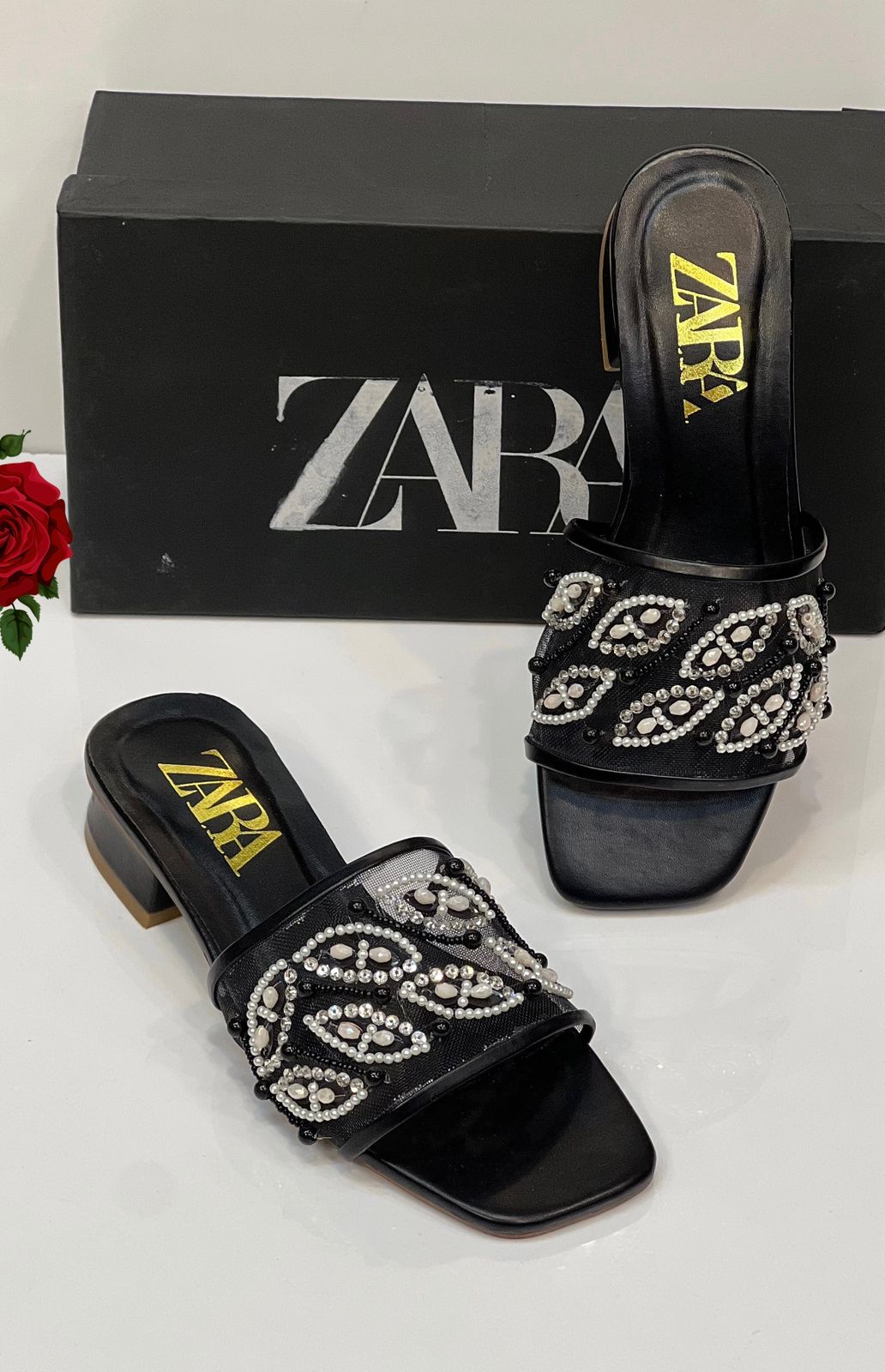 Za ra Embroidery Heel for Women