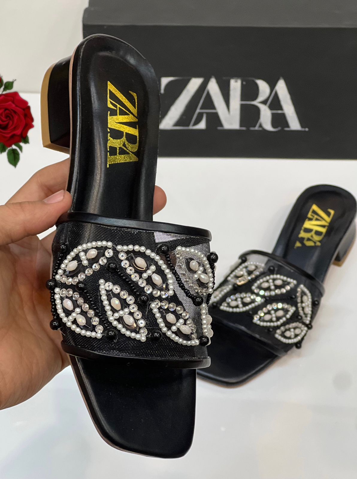 Za ra Embroidery Heel for Women