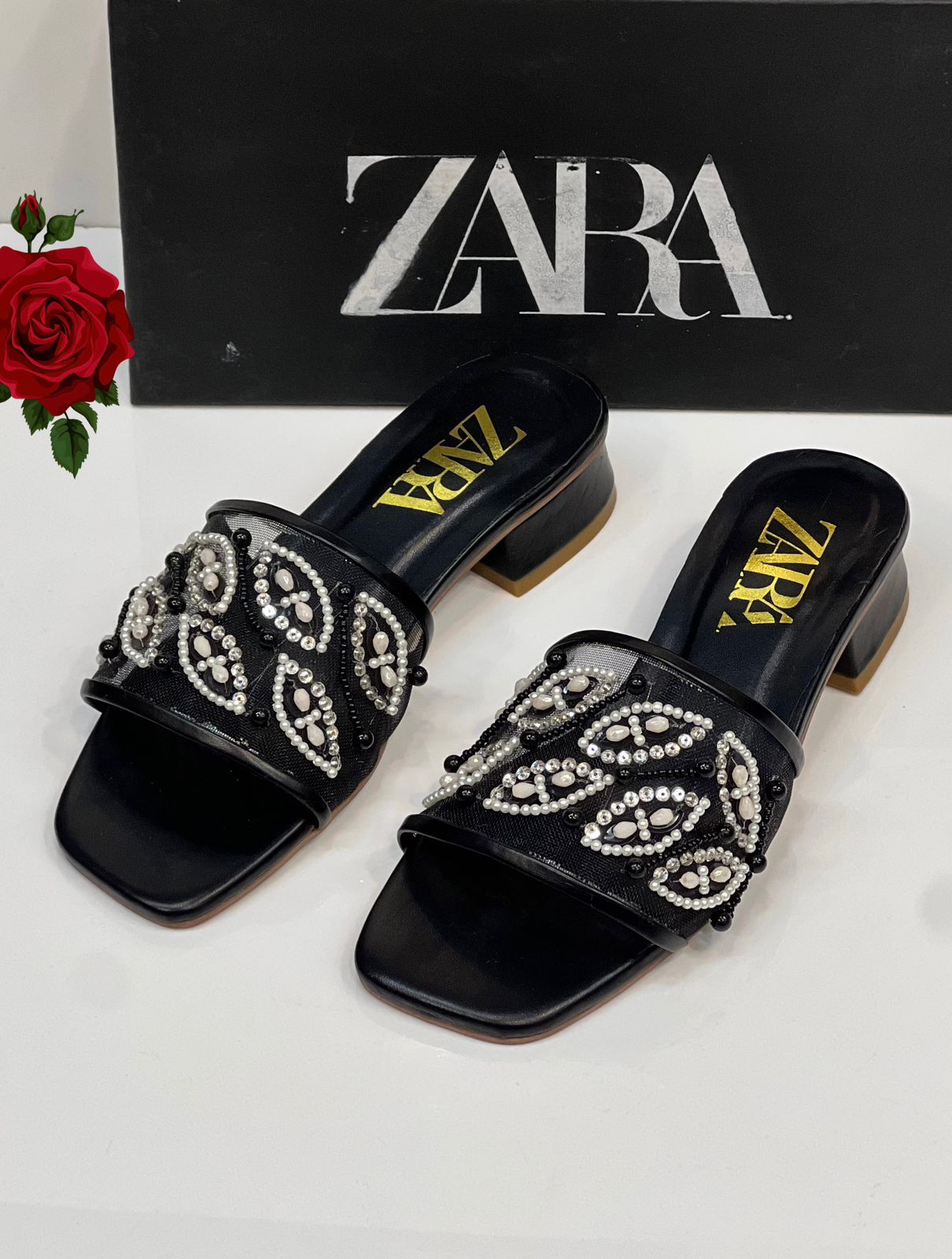Za ra Embroidery Heel for Women