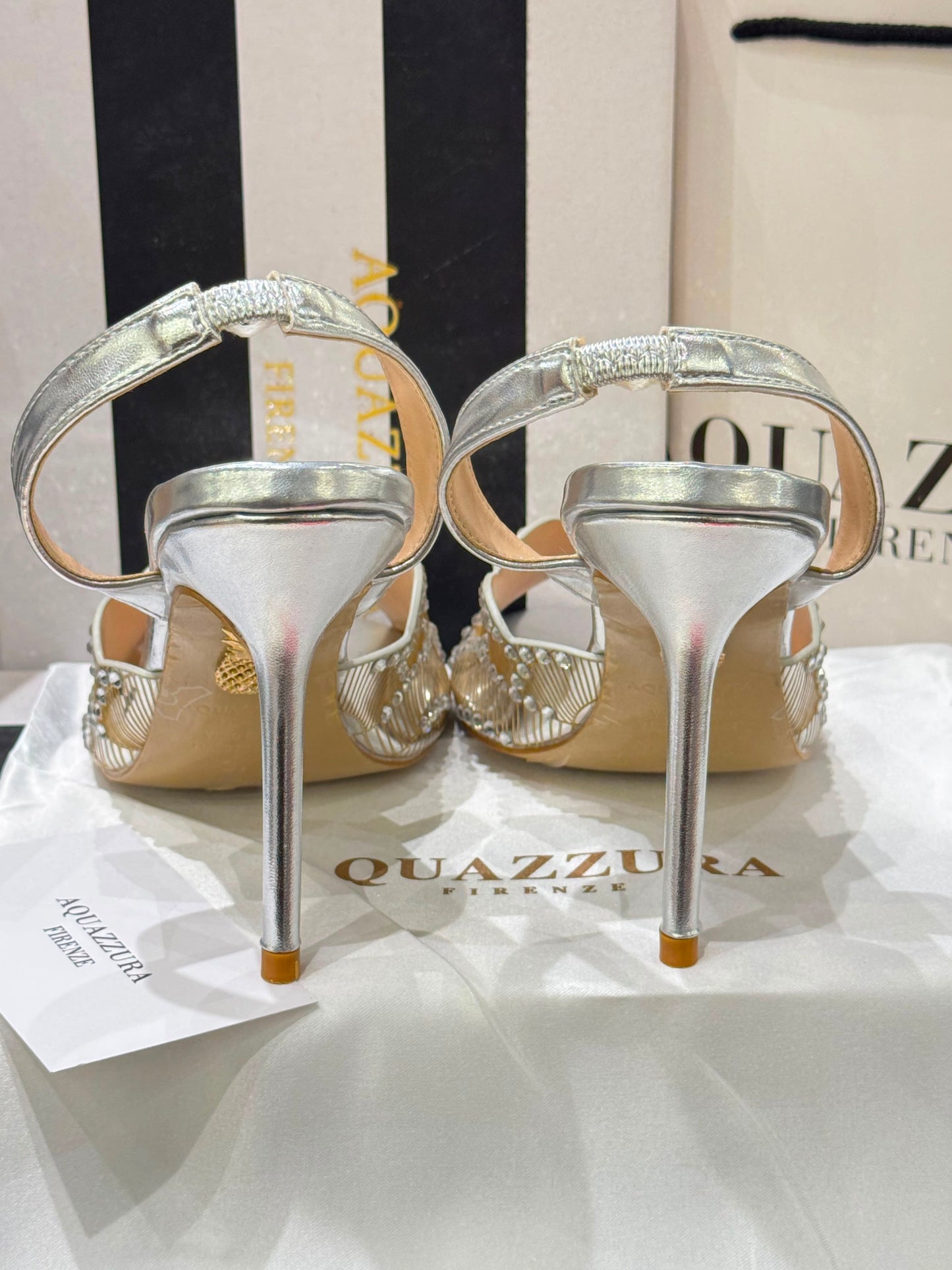 AQUAZZURA Sling Back Embellished Sandals for Women