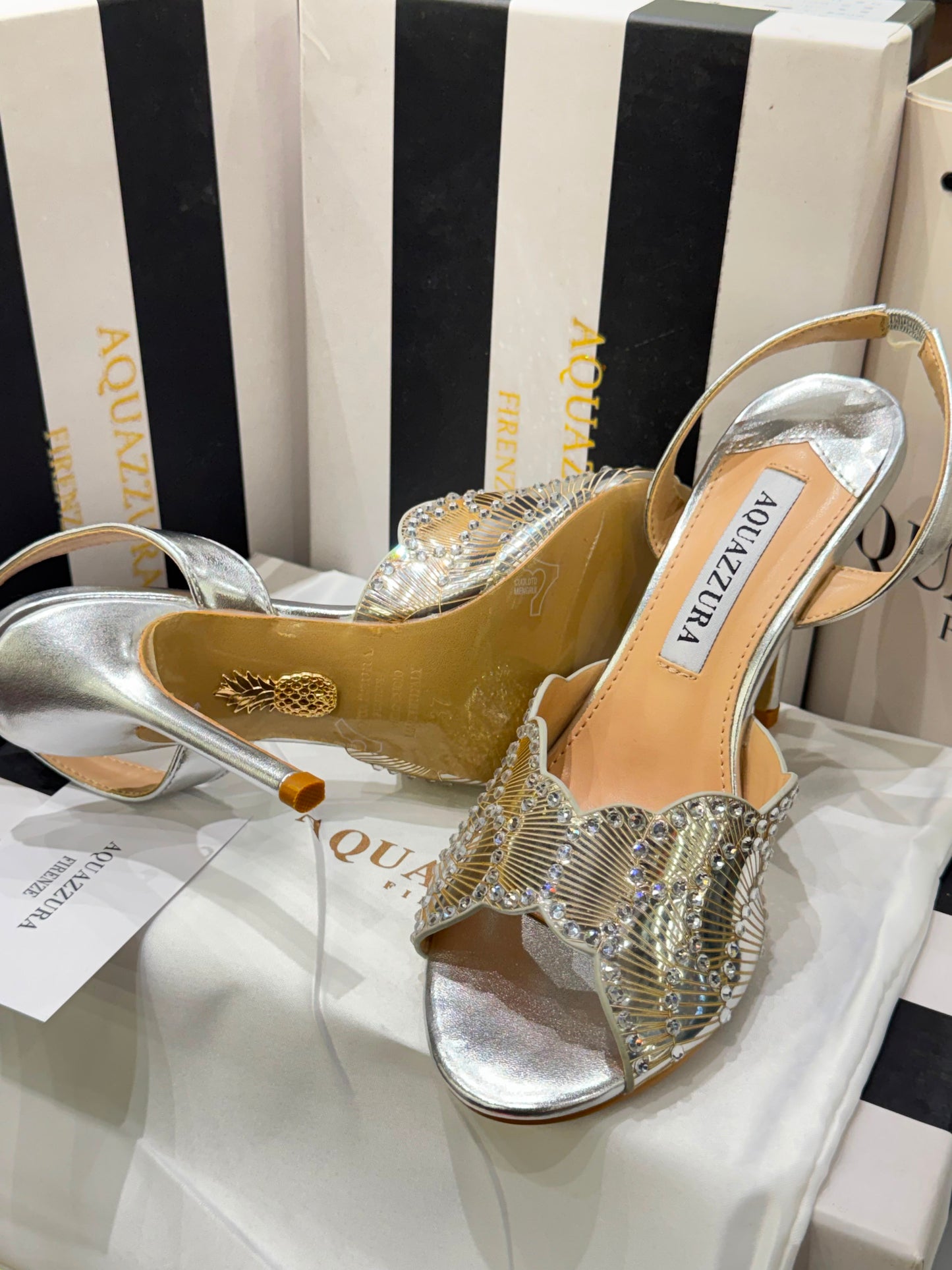 AQUAZZURA Sling Back Embellished Sandals for Women
