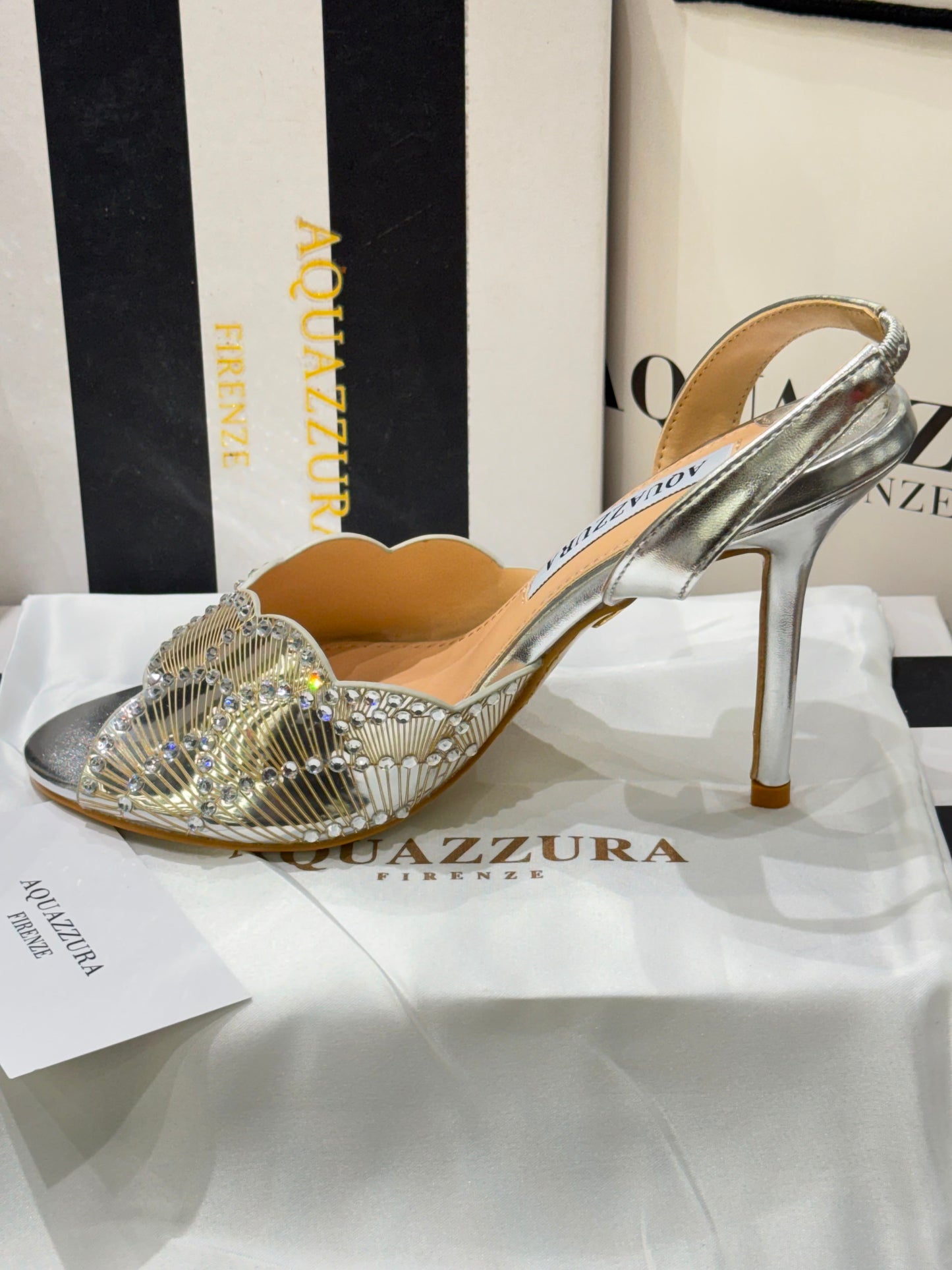 AQUAZZURA Sling Back Embellished Sandals for Women