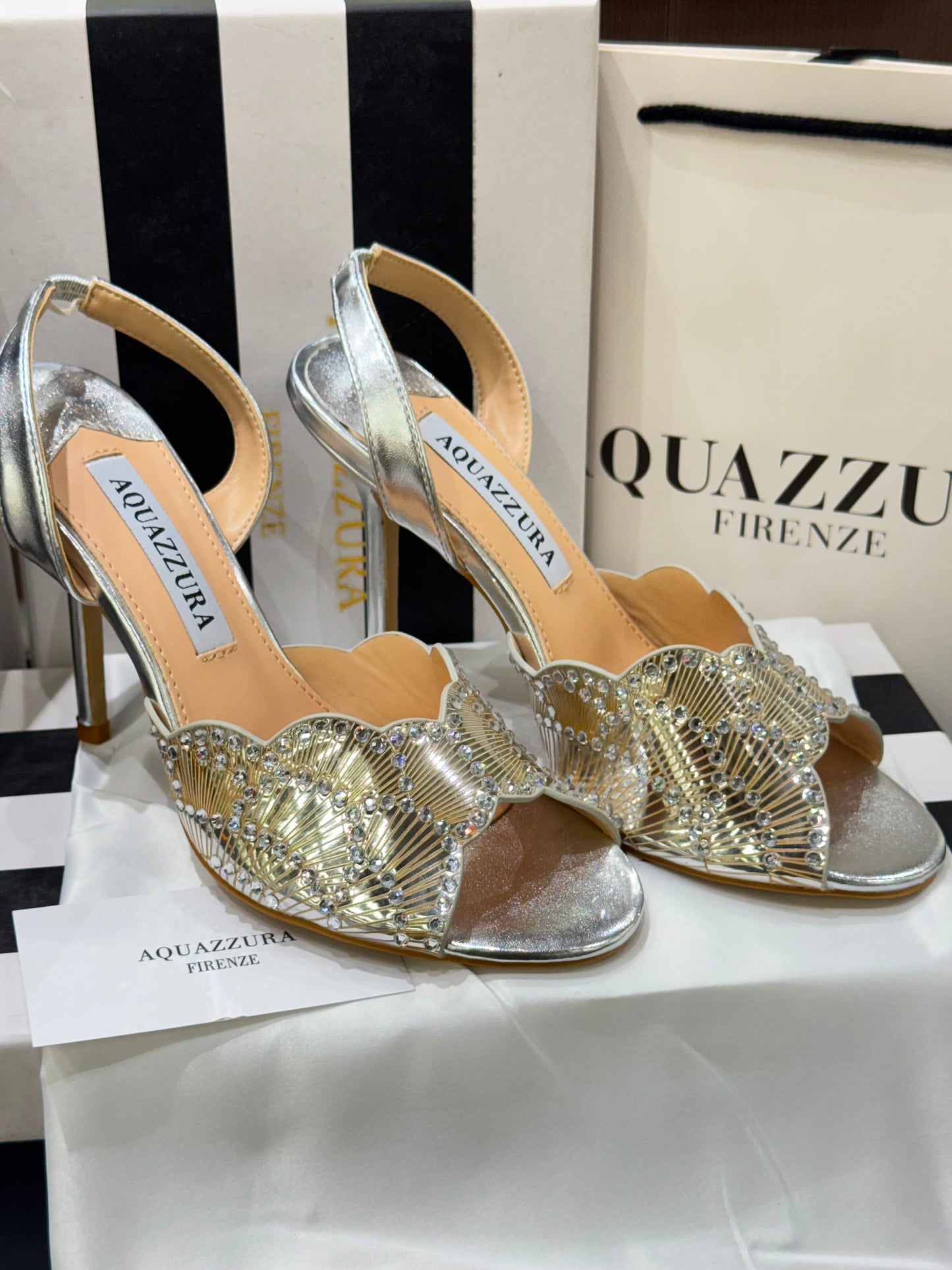 AQUAZZURA Sling Back Embellished Sandals for Women