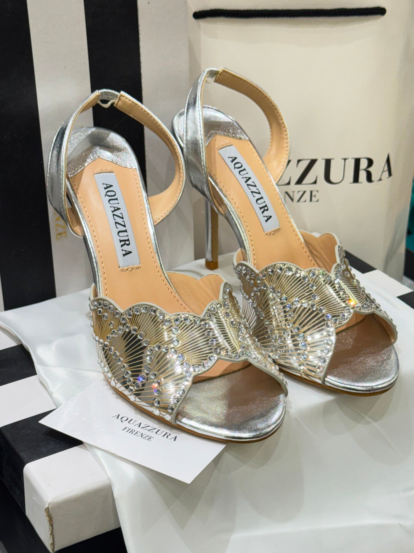 AQUAZZURA Sling Back Embellished Sandals for Women