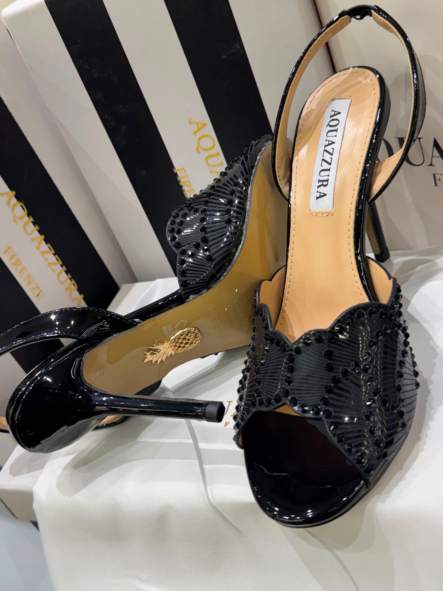 AQUAZZURA Sling Back Embellished Sandals for Women