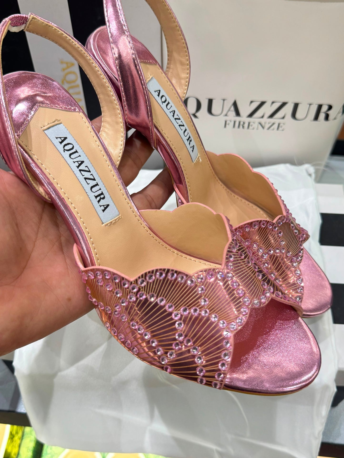 AQUAZZURA Sling Back Embellished Sandals for Women