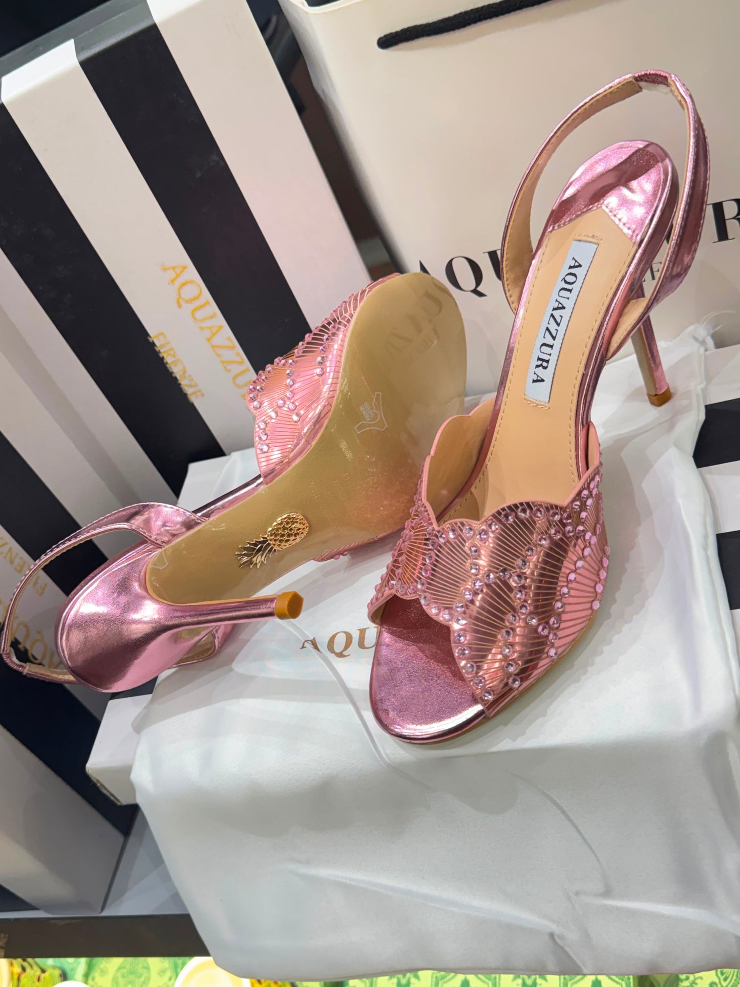 AQUAZZURA Sling Back Embellished Sandals for Women