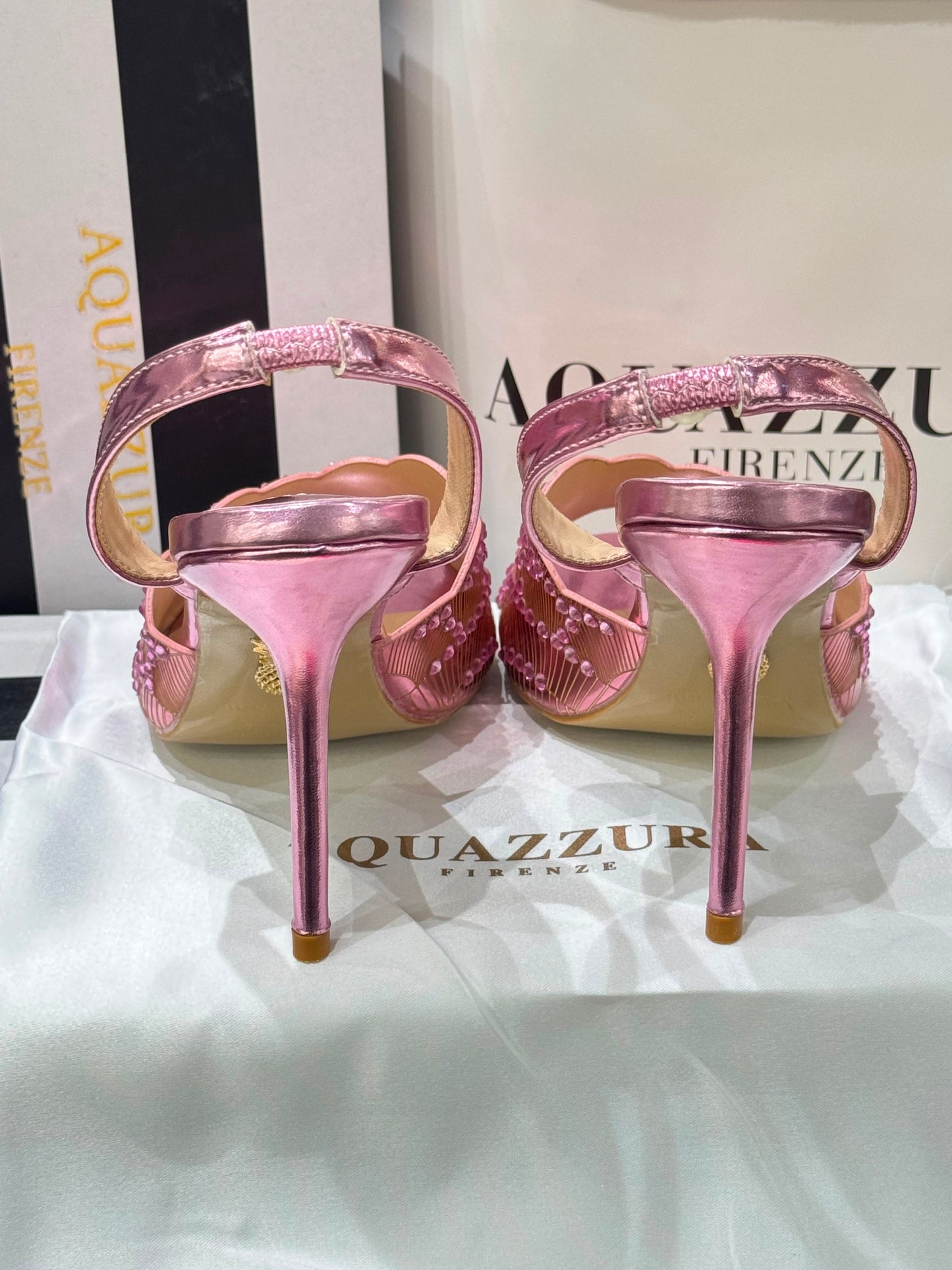 AQUAZZURA Sling Back Embellished Sandals for Women