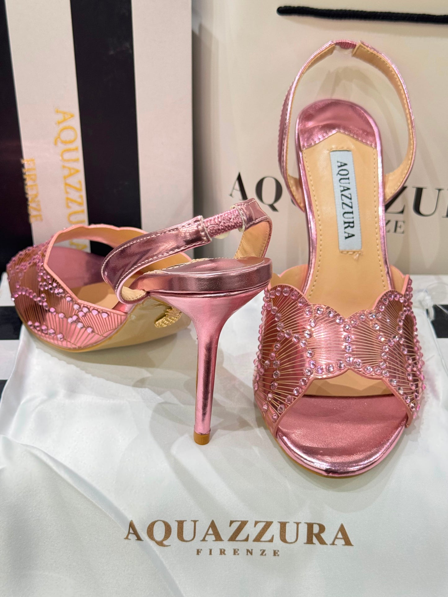 AQUAZZURA Sling Back Embellished Sandals for Women