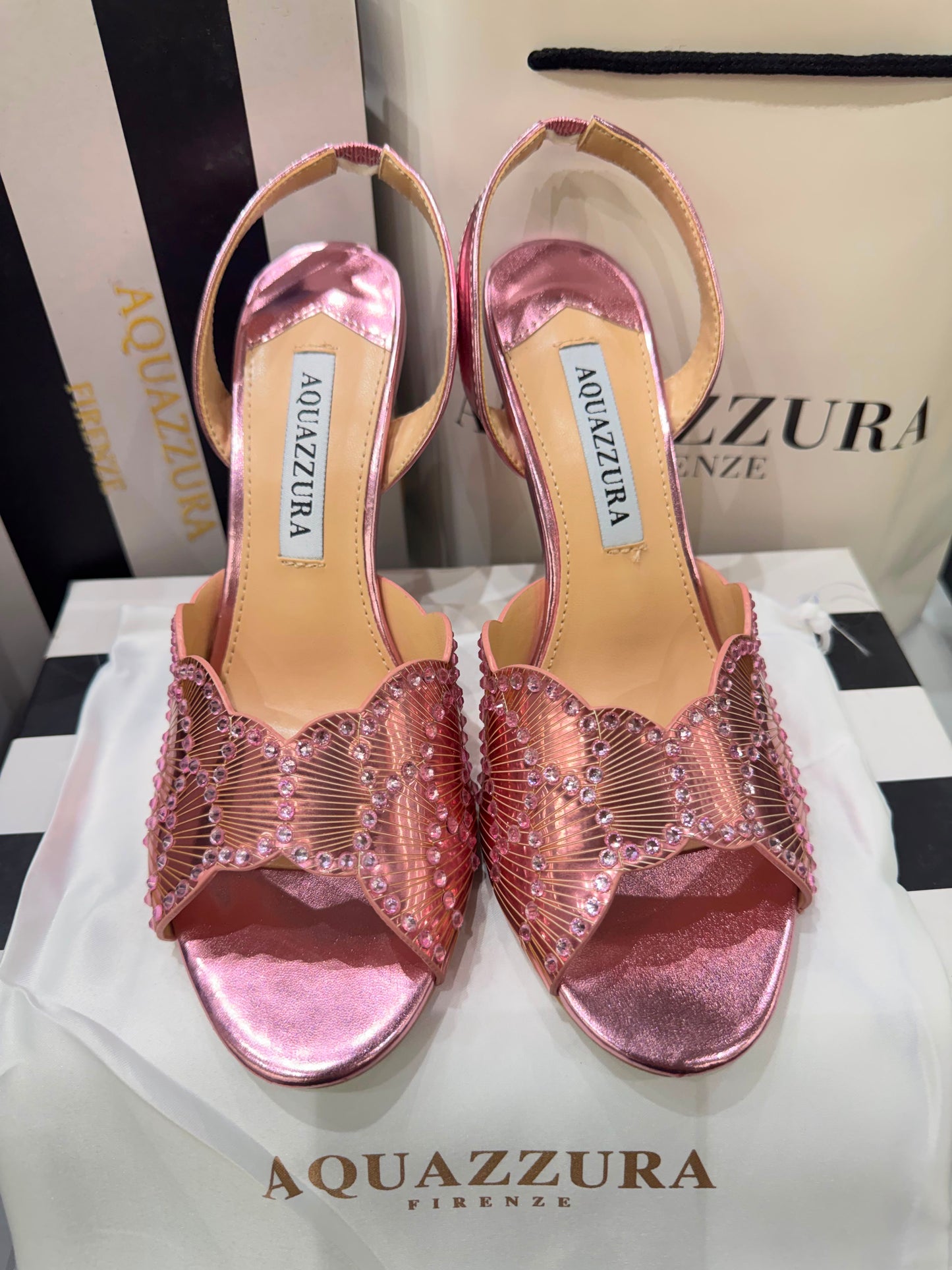 AQUAZZURA Sling Back Embellished Sandals for Women
