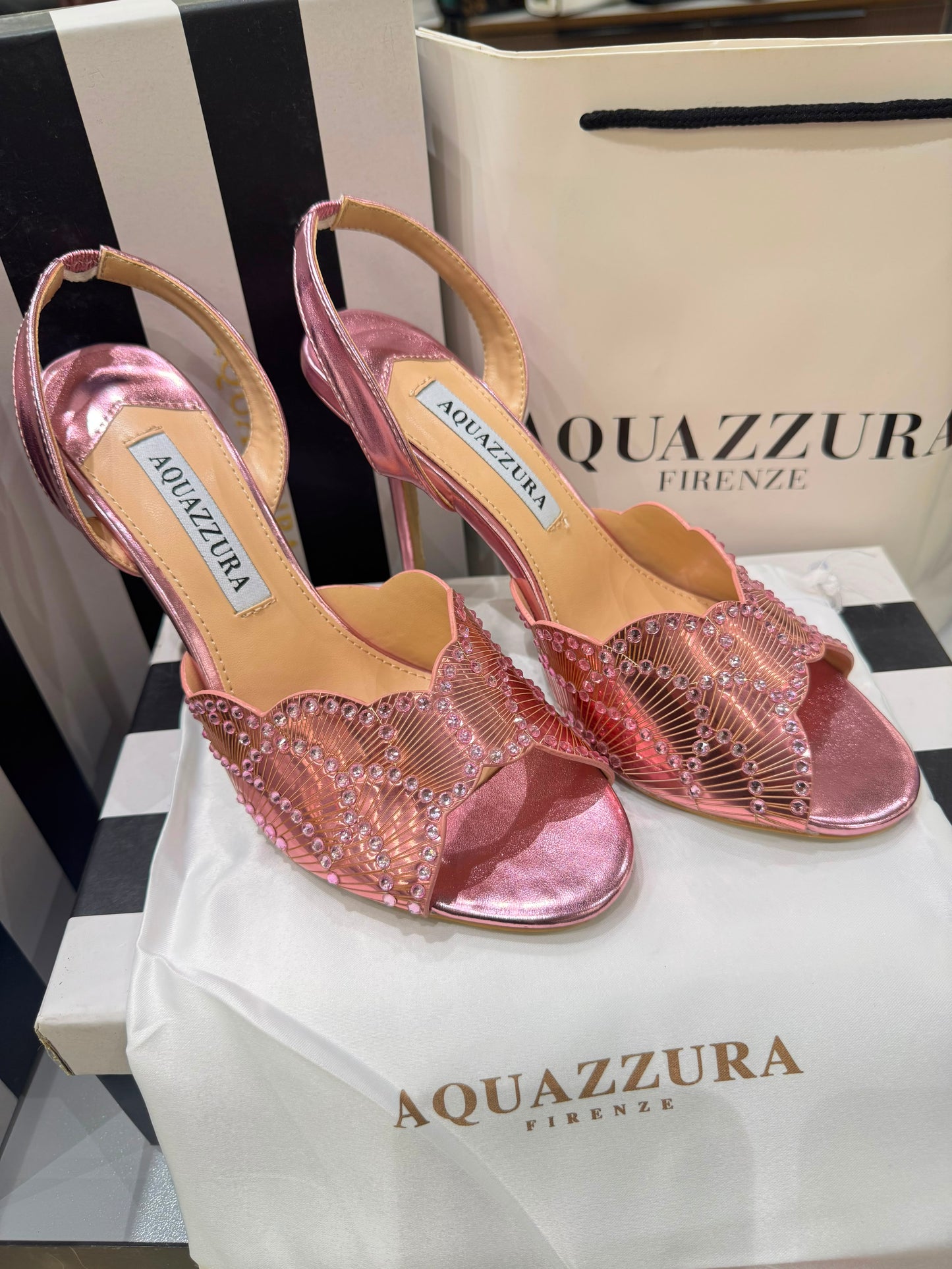 AQUAZZURA Sling Back Embellished Sandals for Women