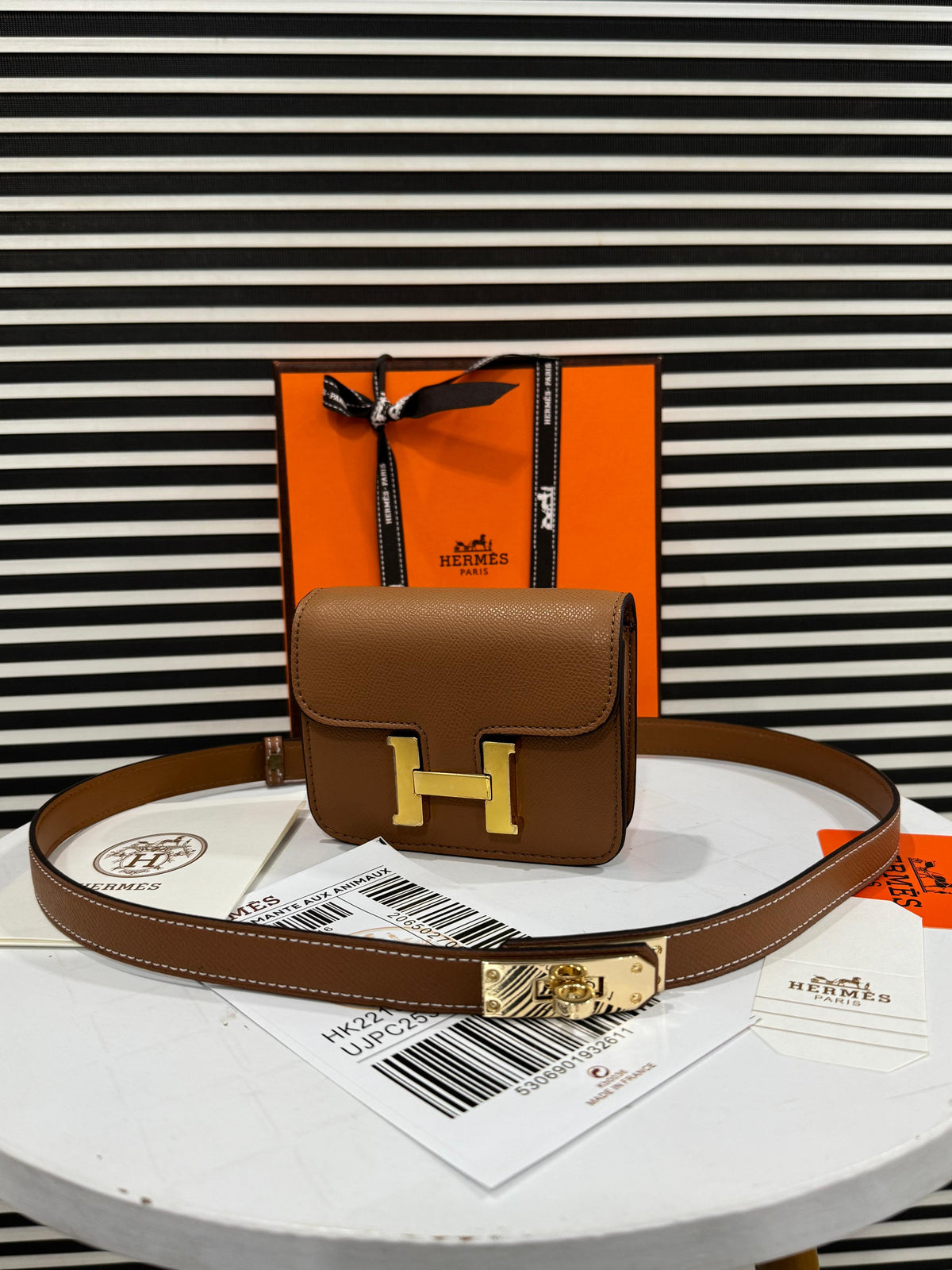 Hermes Constance Slim Wallet with Waist Belt and Crossbody Strap