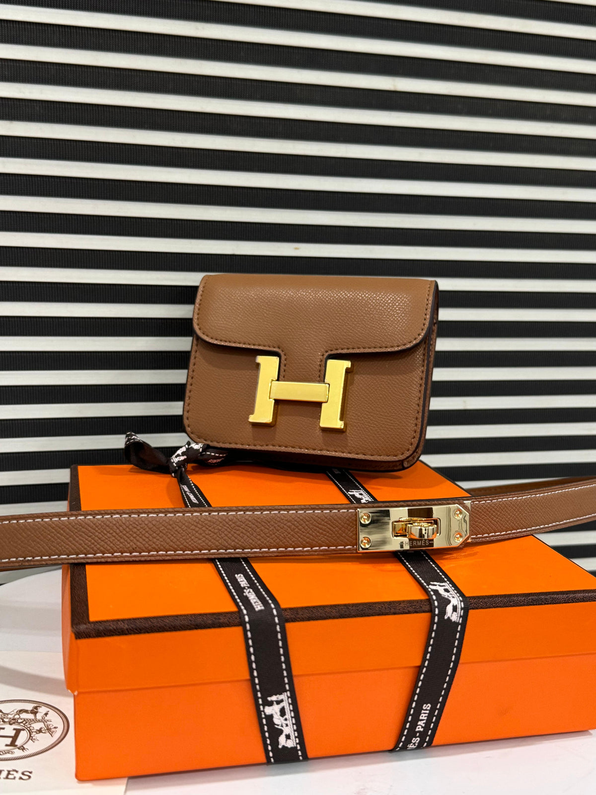 Hermes Constance Slim Wallet with Waist Belt and Crossbody Strap