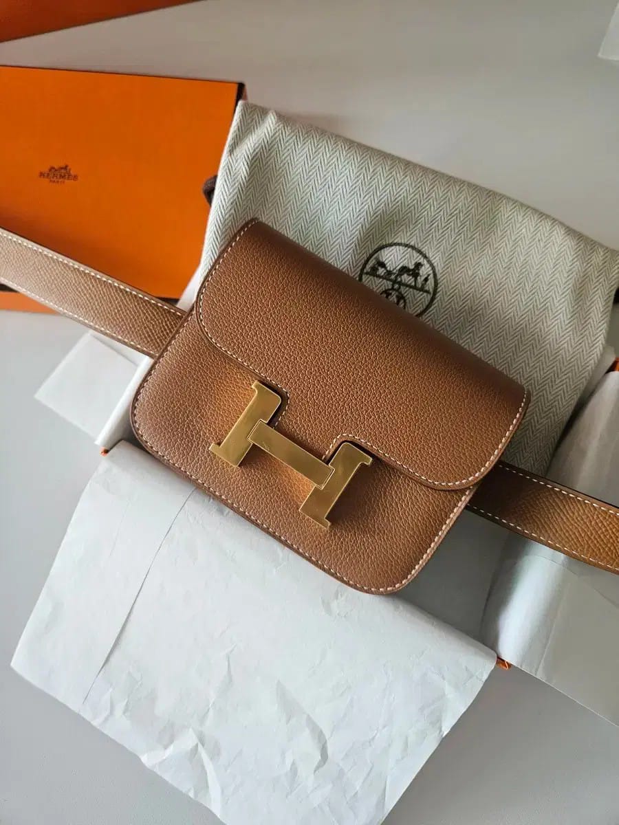 Hermes Constance Slim Wallet with Waist Belt and Crossbody Strap