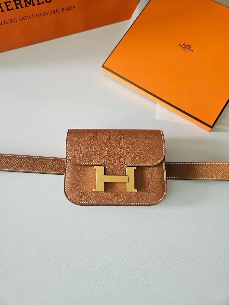 Hermes Constance Slim Wallet with Waist Belt and Crossbody Strap