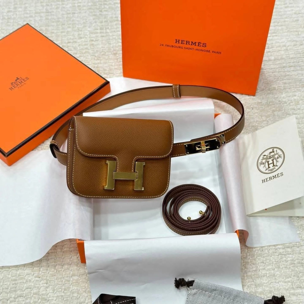 Hermes Constance Slim Wallet with Waist Belt and Crossbody Strap